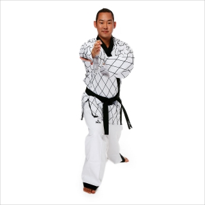 KIMONO HAPKIDO BLANC A BRODERIE RHOMBE